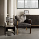 Mercana Samson 15.7L x 15.7W x 21.3H Side Table Matte Black Metal and Glass