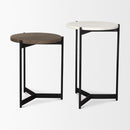 Mercana Larkin II Marble and Medium Brown Wood Round Tabletop Nesting End/Side Tables