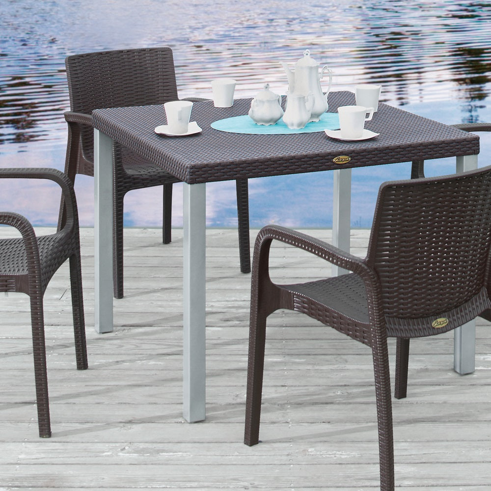 Lagoon Oslo Grey/Black/Brown/White Rattan Dinning Table With Aluminum Tube