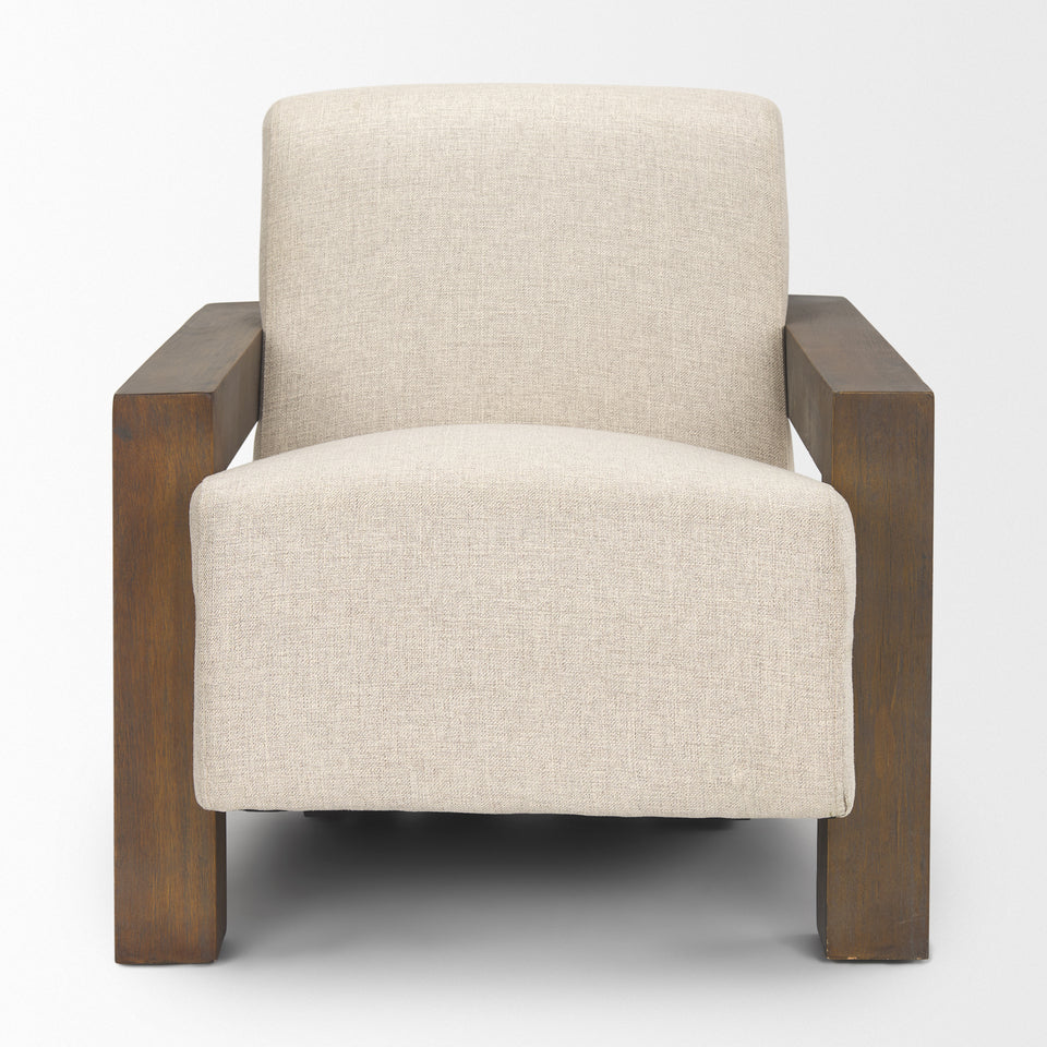 Mercana Sovereign Oatmeal Fabric Upholstered With Solid Wood Frame Accent Chair