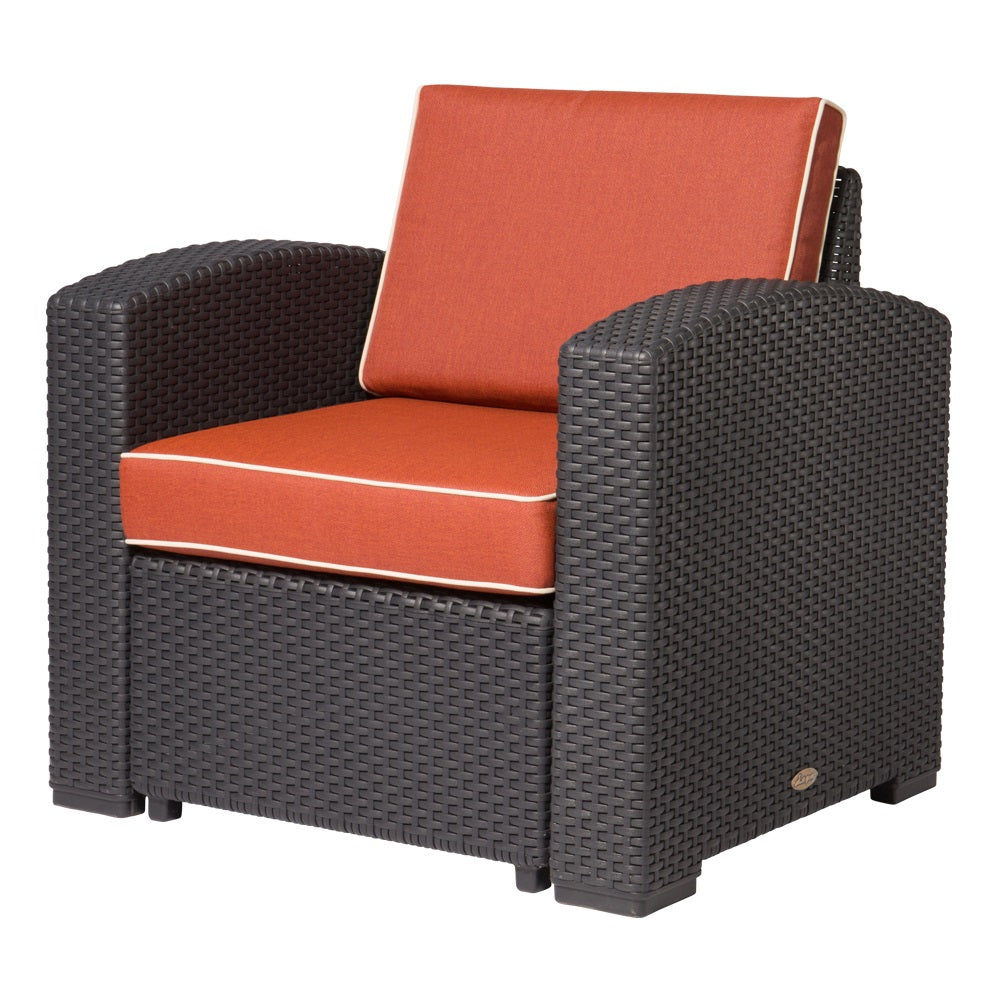 Lagoon Magnolia Grey/Black/Brown/Tan/White Rattan Club Chair With Cushion