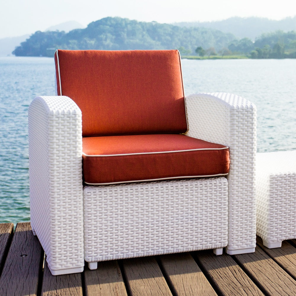 Lagoon Magnolia Grey/Black/Brown/Tan/White Rattan Club Chair With Cushion