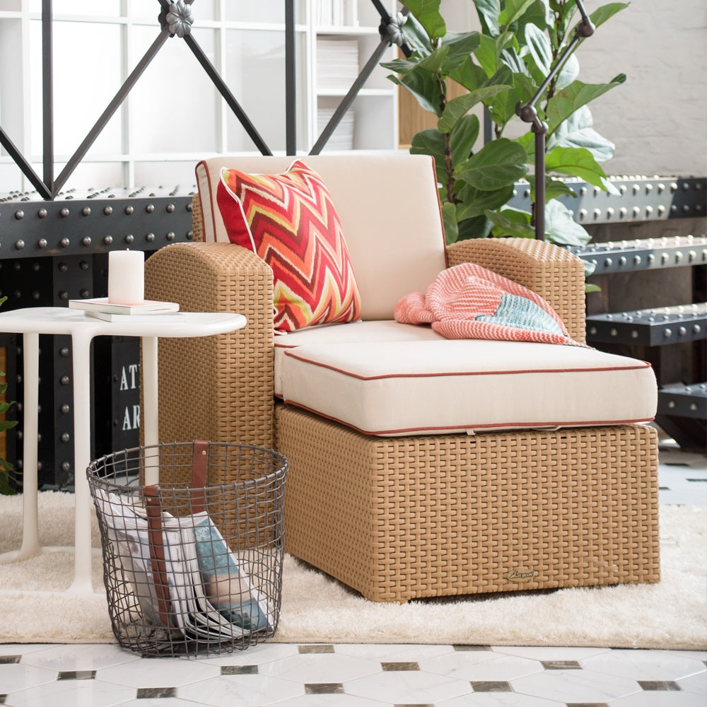 Lagoon Magnolia Grey/Black/Brown/Tan/White Rattan Club Chair With Cushion