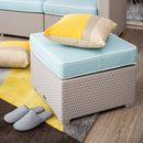 Lagoon Magnolia Grey/Black/Brown/Tan/White Rattan Ottoman With Cushion