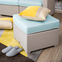 Lagoon Magnolia Grey/Black/Brown/Tan/White Rattan Ottoman With Cushion