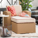 Lagoon Magnolia Grey/Black/Brown/Tan/White Rattan Ottoman With Cushion