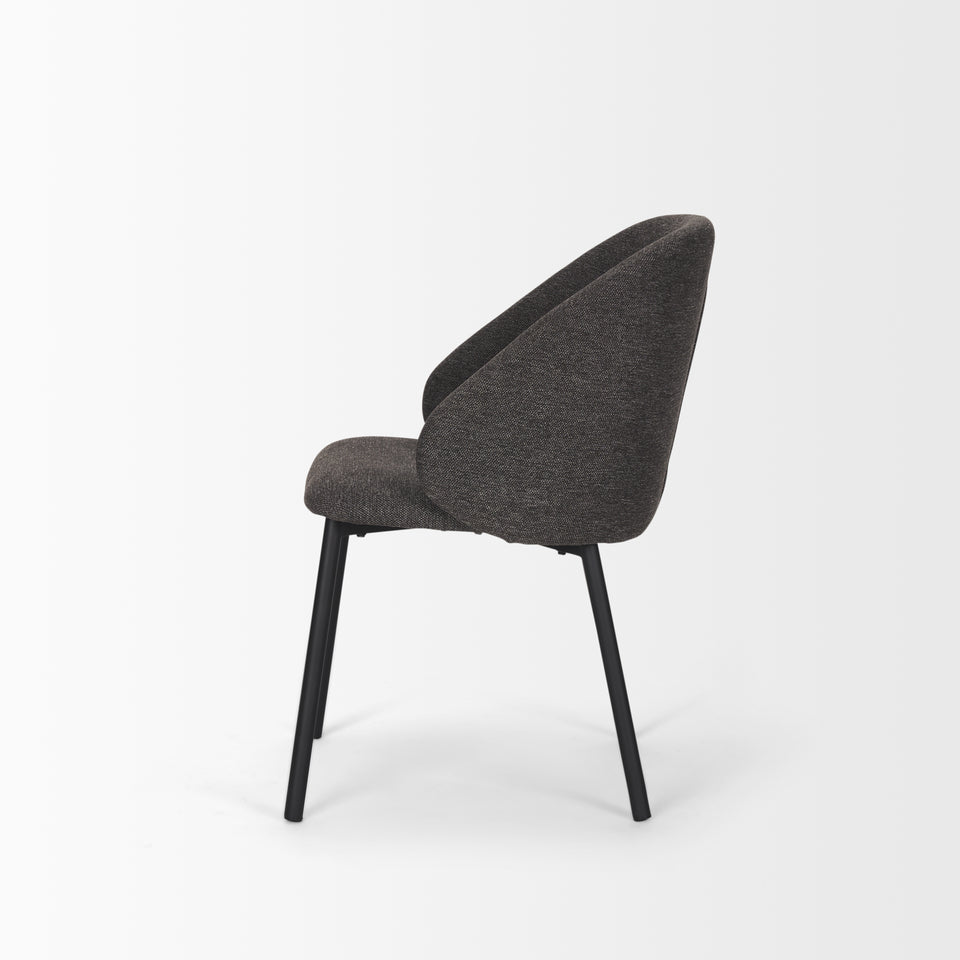 Mercana Shannon Dining Chair With Gray Fabric and Matte Black Metal