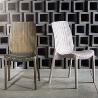 Lagoon Rue Grey/Black/Brown/Tan/Metallic Bronze/Pearl Green/White Stack-able Rattan Dinning Chair  4 Pcs Set