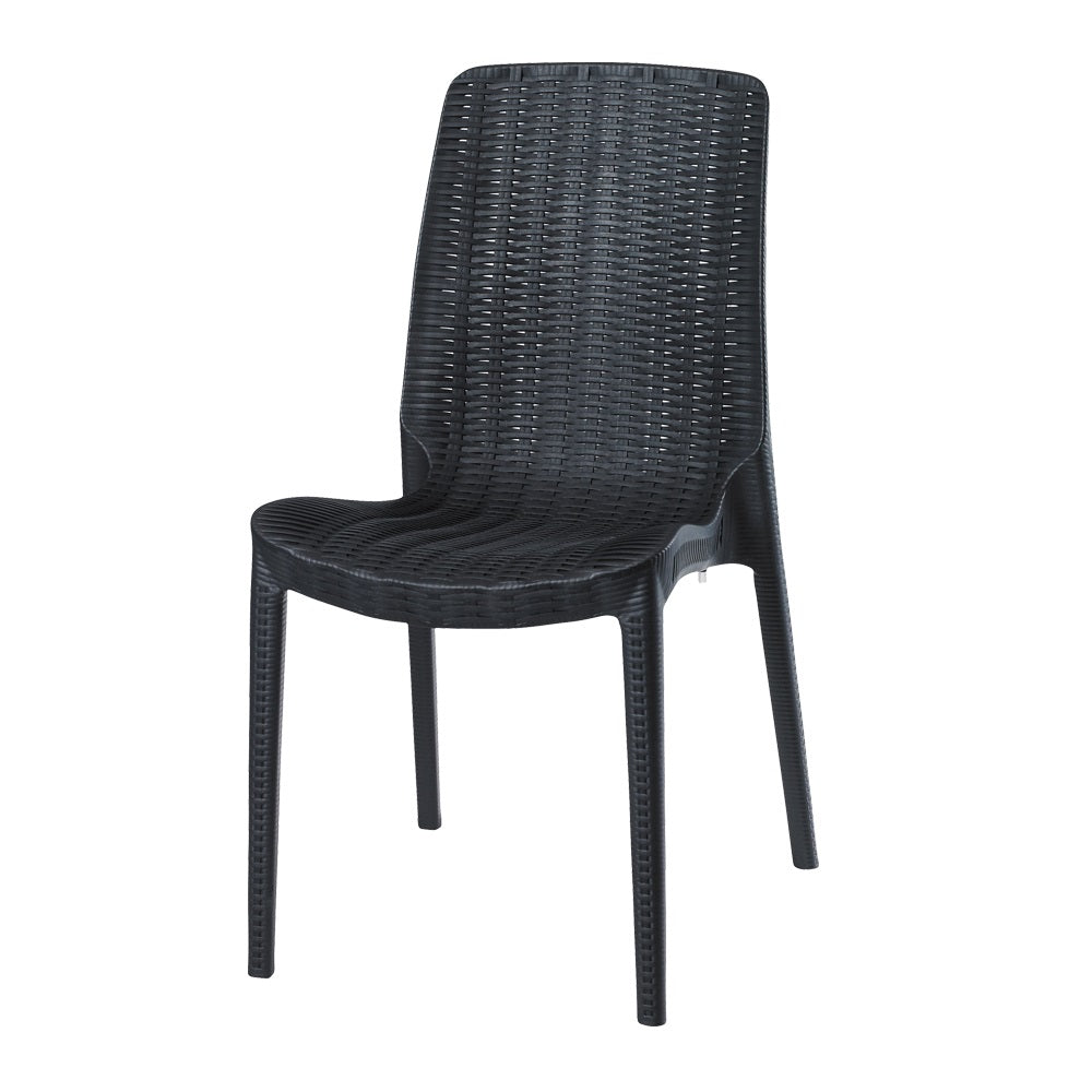Lagoon Rue Grey/Black/Brown/Tan/Metallic Bronze/Pearl Green/White Stack-able Rattan Dinning Chair  4 Pcs Set