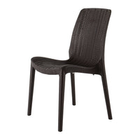 Lagoon Rue Grey/Black/Brown/Tan/Metallic Bronze/Pearl Green/White Stack-able Rattan Dinning Chair  4 Pcs Set