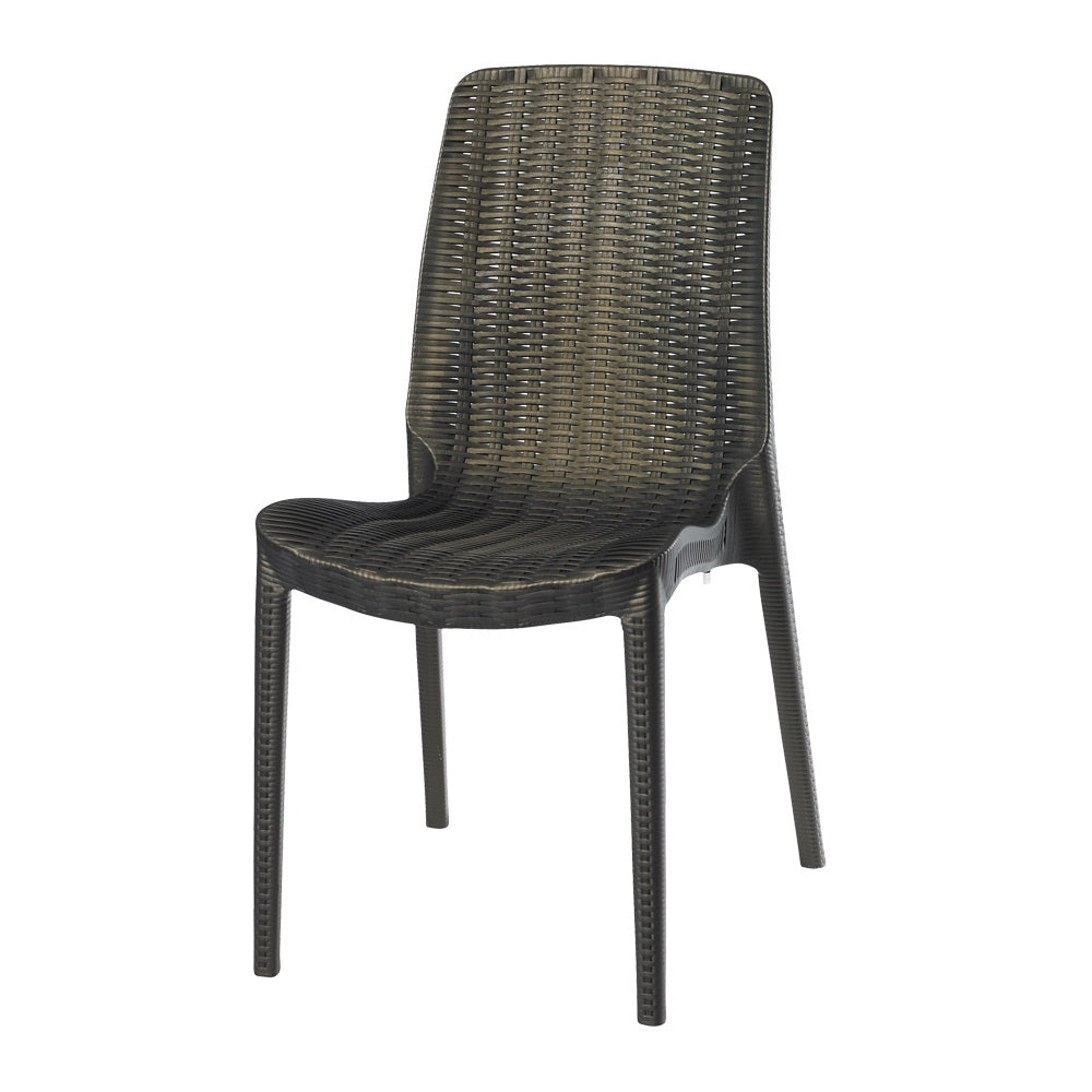 Lagoon Rue Grey/Black/Brown/Tan/Metallic Bronze/Pearl Green/White Stack-able Rattan Dinning Chair  4 Pcs Set