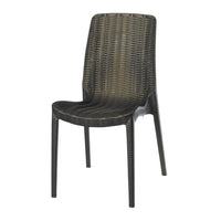 Lagoon Rue Grey/Black/Brown/Tan/Metallic Bronze/Pearl Green/White Stack-able Rattan Dinning Chair  4 Pcs Set