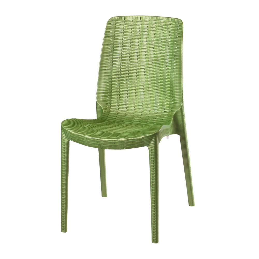 Lagoon Rue Grey/Black/Brown/Tan/Metallic Bronze/Pearl Green/White Stack-able Rattan Dinning Chair  4 Pcs Set