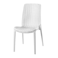 Lagoon Rue Grey/Black/Brown/Tan/Metallic Bronze/Pearl Green/White Stack-able Rattan Dinning Chair  4 Pcs Set