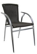 H&D Seating Aluminum Chair with Coffee PE Rattan - Set of 4