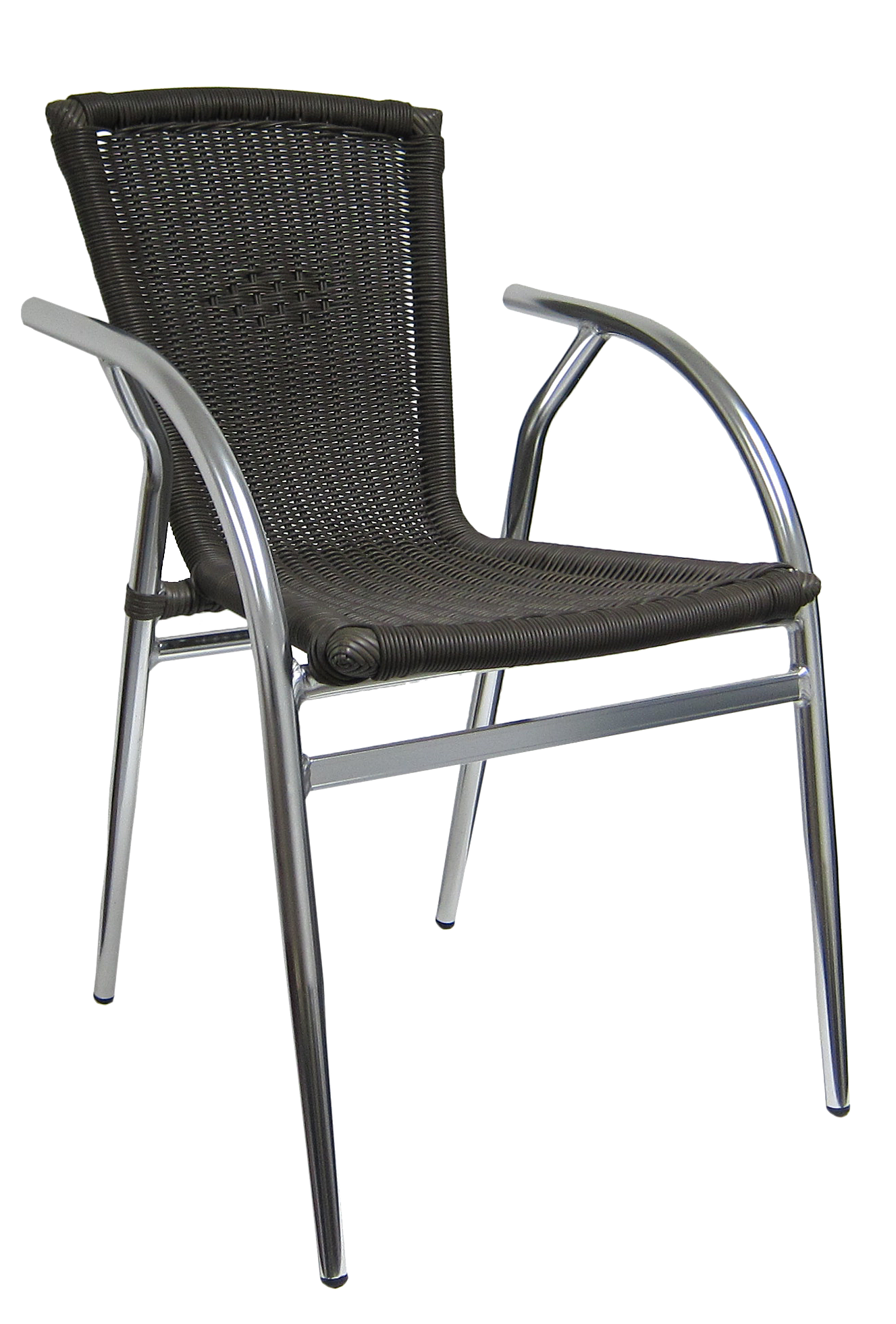 H&D Seating Aluminum Chair with Coffee PE Rattan - Set of 4