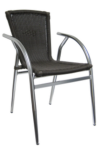 H&D Seating Aluminum Chair with Coffee PE Rattan - Set of 4