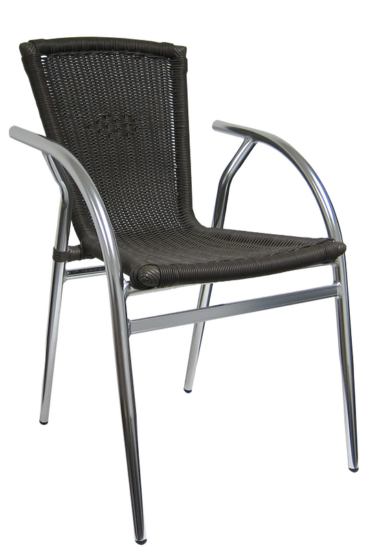 H&D Seating Aluminum Chair with Coffee PE Rattan - Set of 4