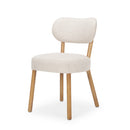 Mercana Owen Dining Chair With Medium Brown Wood and Beige Fabric