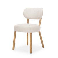 Mercana Owen Dining Chair With Medium Brown Wood and Beige Fabric