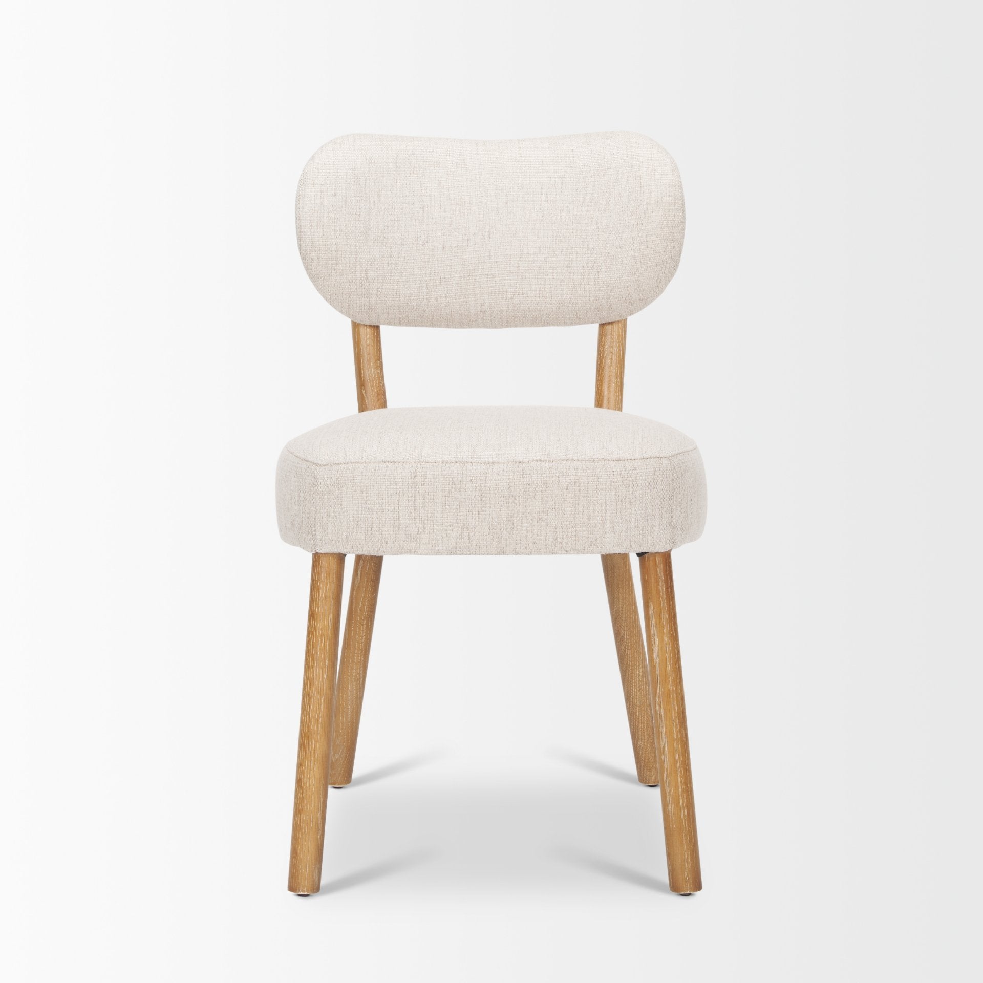 Mercana Owen Dining Chair With Medium Brown Wood and Beige Fabric