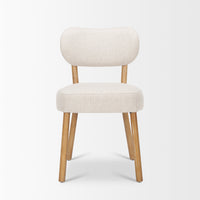 Mercana Owen Dining Chair With Medium Brown Wood and Beige Fabric