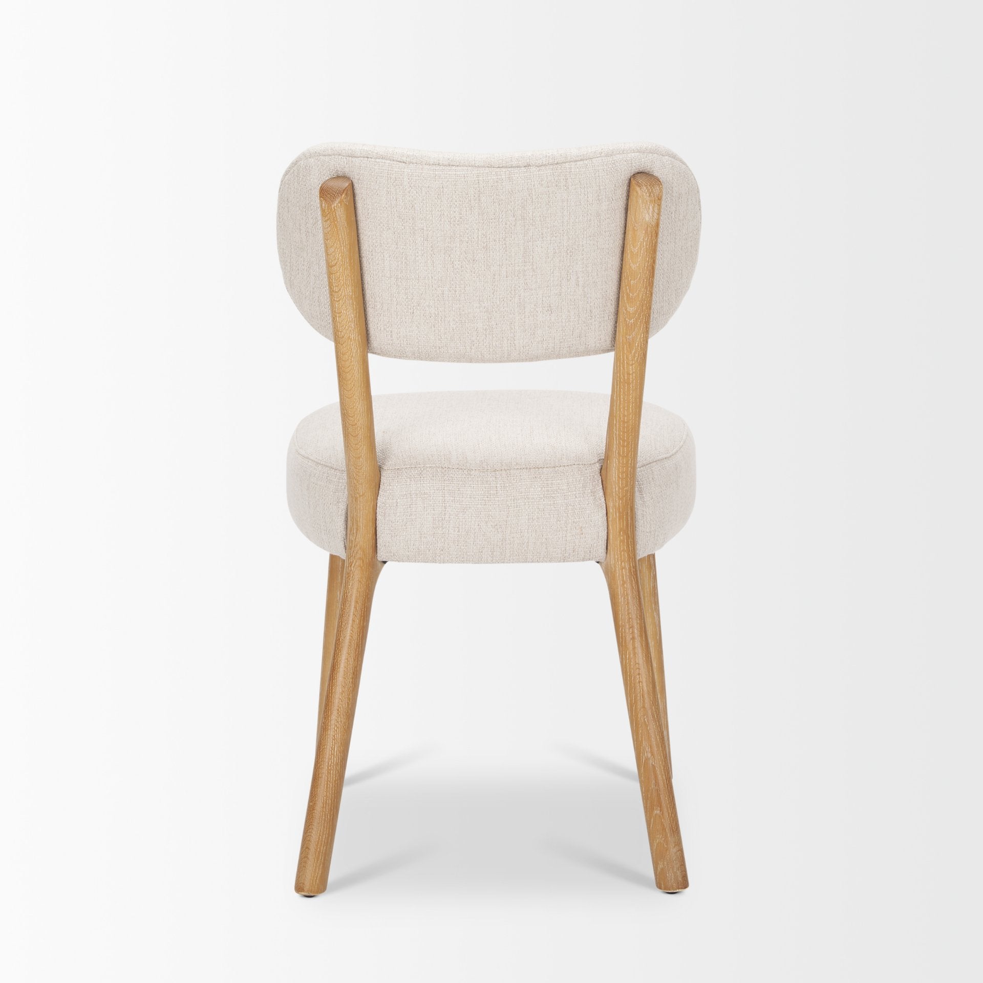 Mercana Owen Dining Chair With Medium Brown Wood and Beige Fabric