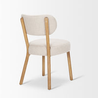 Mercana Owen Dining Chair With Medium Brown Wood and Beige Fabric