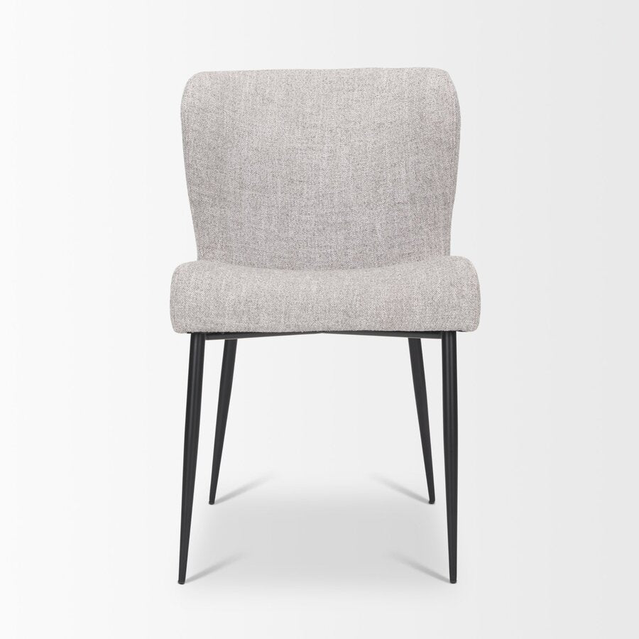 Mercana Hartt Dining Chair with Matte Black Metal Frame and Gray Fabric