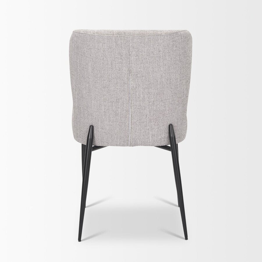 Mercana Hartt Dining Chair with Matte Black Metal Frame and Gray Fabric