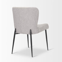 Mercana Hartt Dining Chair with Matte Black Metal Frame and Gray Fabric