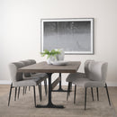 Mercana Hartt Dining Chair with Matte Black Metal Frame and Gray Fabric