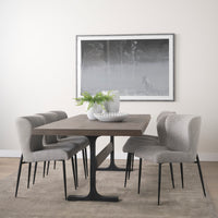 Mercana Hartt Dining Chair with Matte Black Metal Frame and Gray Fabric