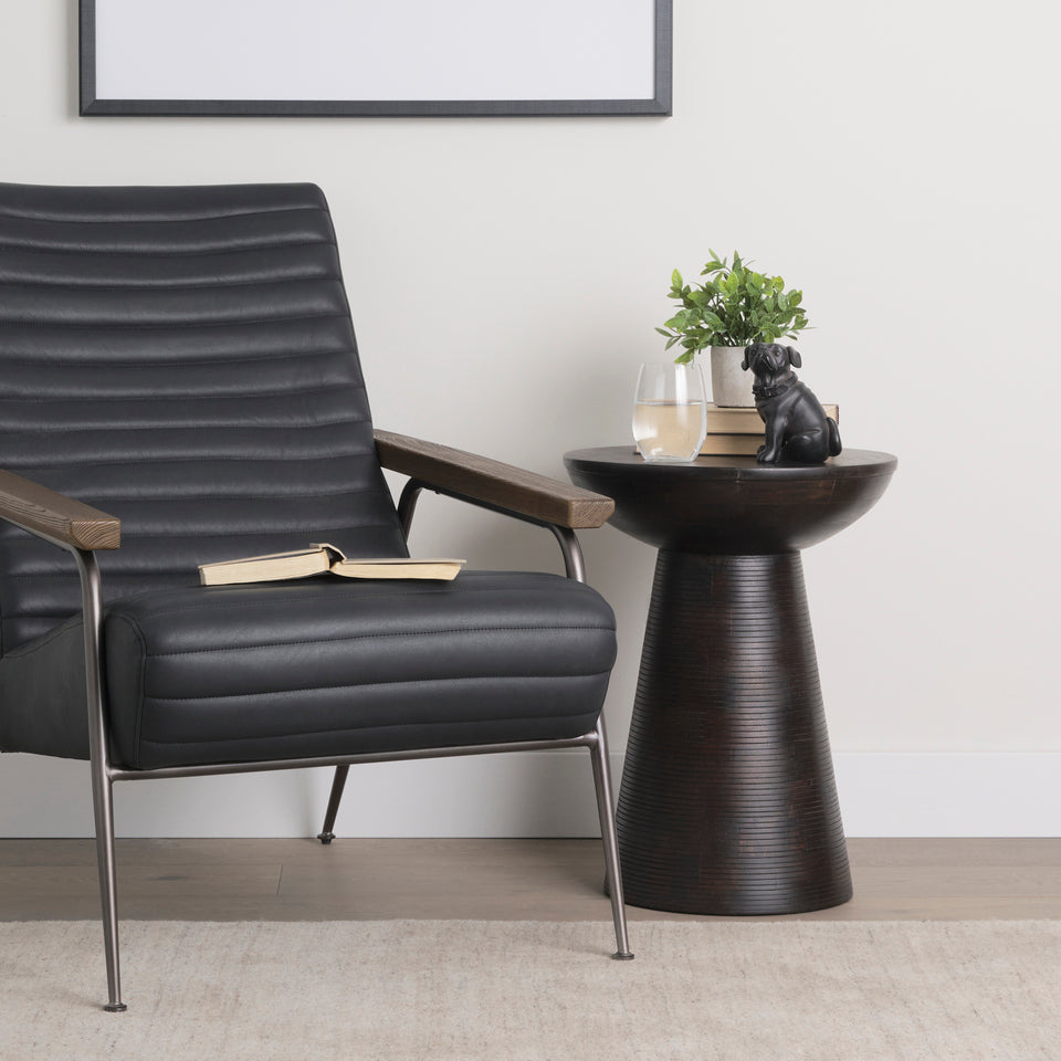 Mercana Novell Dark Brown Wood Pedestal Accent Table