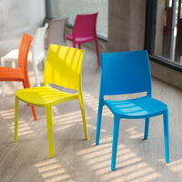 Lagoon Sensilla Blue/Grey/Dark Grey/Red/Fushia/Green/White/Gold/Orange Stack-able Dinning Chair 4 Pcs Set