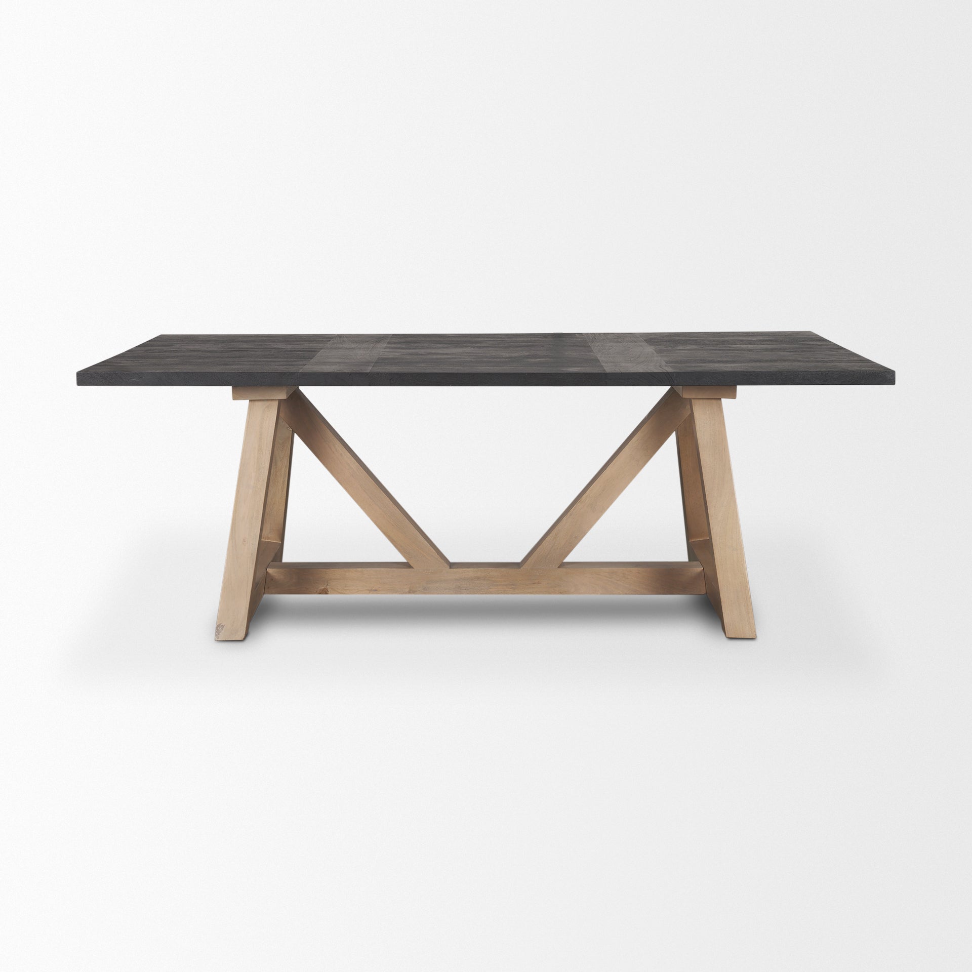 Mercana Rialto Rectangular Two-Tone Black and Brown Solid Wood Dining Table