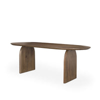 Mercana Isla Oval Dining Table With Dark Brown Wood Top & Arched Legs