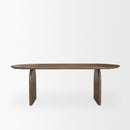 Mercana Isla Oval Dining Table With Dark Brown Wood Top & Arched Legs