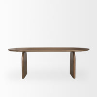 Mercana Isla Oval Dining Table With Dark Brown Wood Top & Arched Legs