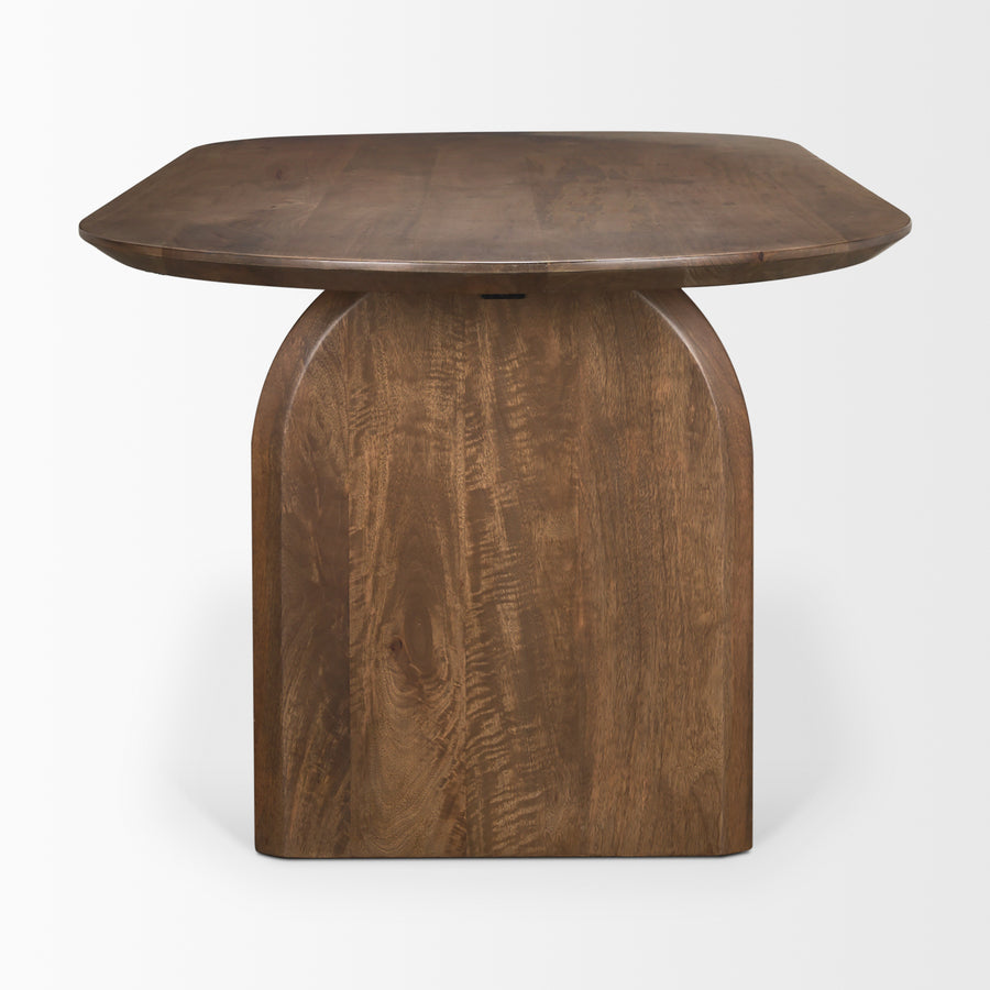 Mercana Isla Oval Dining Table With Dark Brown Wood Top & Arched Legs