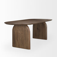 Mercana Isla Oval Dining Table With Dark Brown Wood Top & Arched Legs