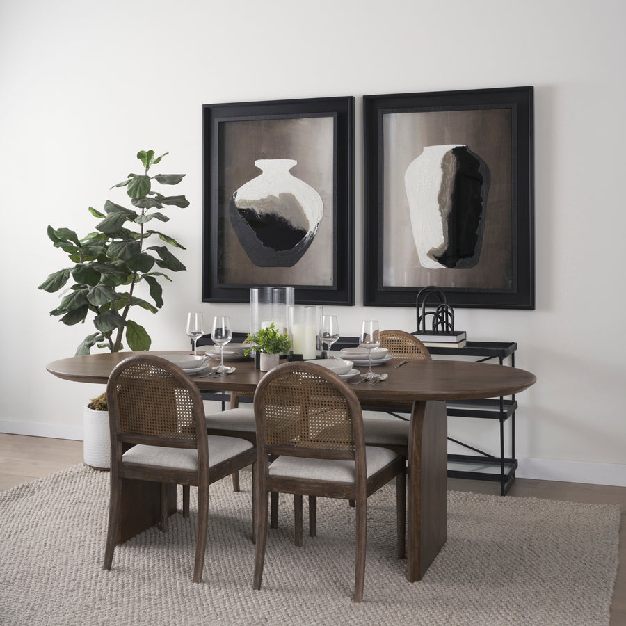 Mercana Isla Oval Dining Table With Dark Brown Wood Top & Arched Legs