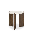Mercana Rumer Dark Brown Wood With White Marble Side Table