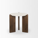 Mercana Rumer Dark Brown Wood With White Marble Side Table