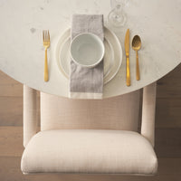 Mercana Allyson 48" Round Brown Wood Pedestal with White Marble Top Dining Table