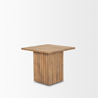 Mercana June Light Brown Wood With Fluting Square Side Table