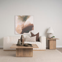 Mercana June Light Brown Wood With Fluting Square Side Table