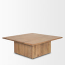 Mercana June Light Brown Wood With Fluting Square Coffee Table