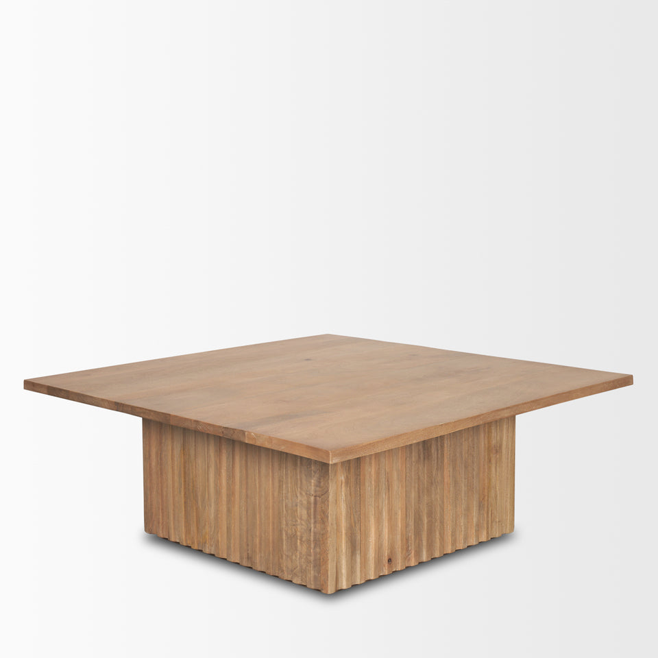 Mercana June Light Brown Wood With Fluting Square Coffee Table