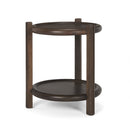 Mercana Romi Dark Brown Wood With Bottom Shelf Round Accent Table